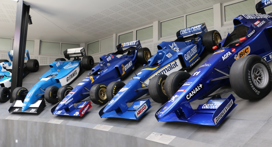 Some of the Ligier F1 cars on permanent display at Magny-Cours.
